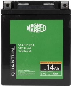 MAGNETI MARELLI BATTERIA MOTO E SCOOTER 14AH 12V 185A TECNOLOGIA AGM SIGILLATA POLO POSITIVO DESTRO